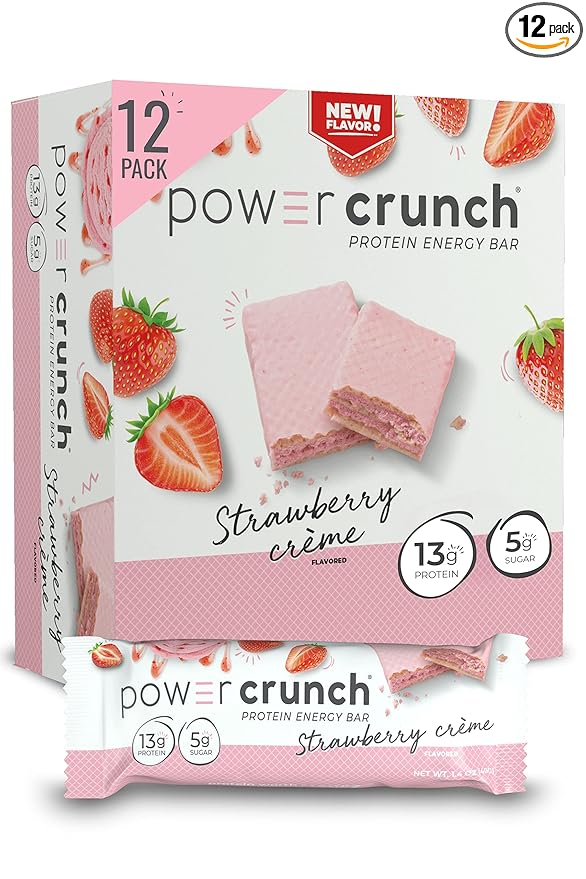 Power Crunch Protein Wafer Bars, High Protein Snacks with Delicious Taste, Strawberry Crème, 1.4 Ounce (12 Count)