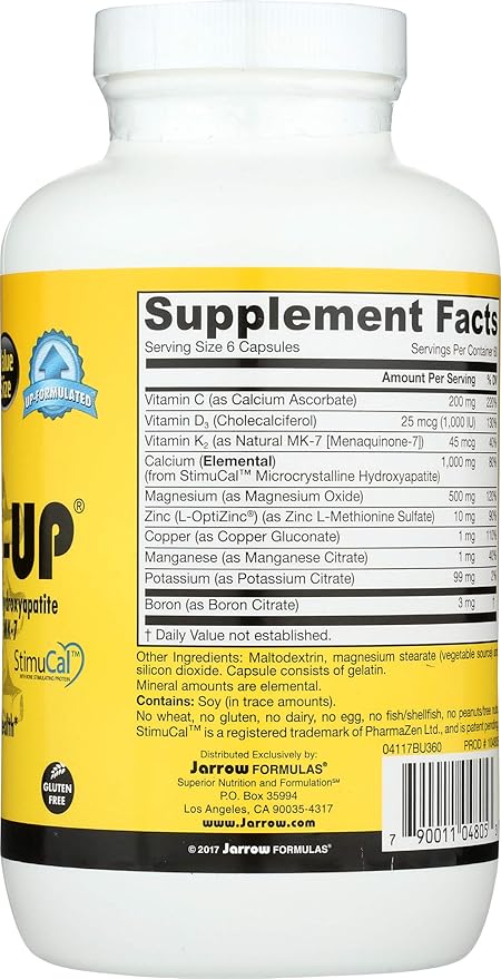 Jarrow Formulas BoneUp for Bone Density - Vitamin D3 and K2, Calcium Support, 360 Capsules, Promotes Skeletal Nutrition, Up to 60 Days Supply