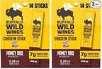 Slim Jim Chicken Sticks, Buffalo Wild Wings Honey BBQ Seasoned, 7g Protein per Serving, Snack Size, Easter Basket Stuffer for Men, 0.28 oz. (14 Count) (Pack of 2)