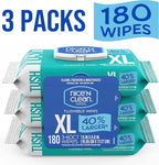 Nice 'N CLEAN Extra Large Flushable Wipes | 40% Larger Wipes | 6.8" x 7.5" Unscented XL Adult Wet Wipes | Septic and Sewer Safe | Fragrance Free, Hypoallergenic, Plant Based | 180 Butt Wipes