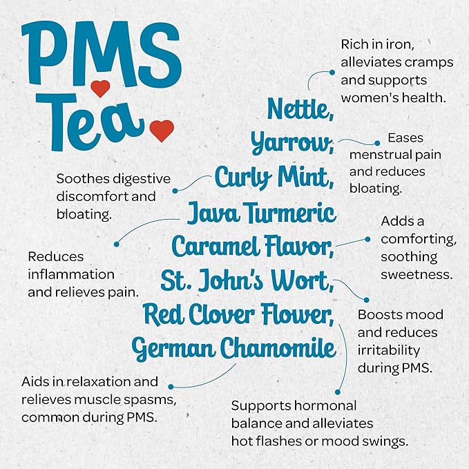 Lazika PMS Tea for Hormone Balance, Herbal Tea for Healthy Menstural Cycle, 20 Pyramid Teabags, Period Relief and PMS Support for Women, Caffeine Free, Chamomile, Fennel
