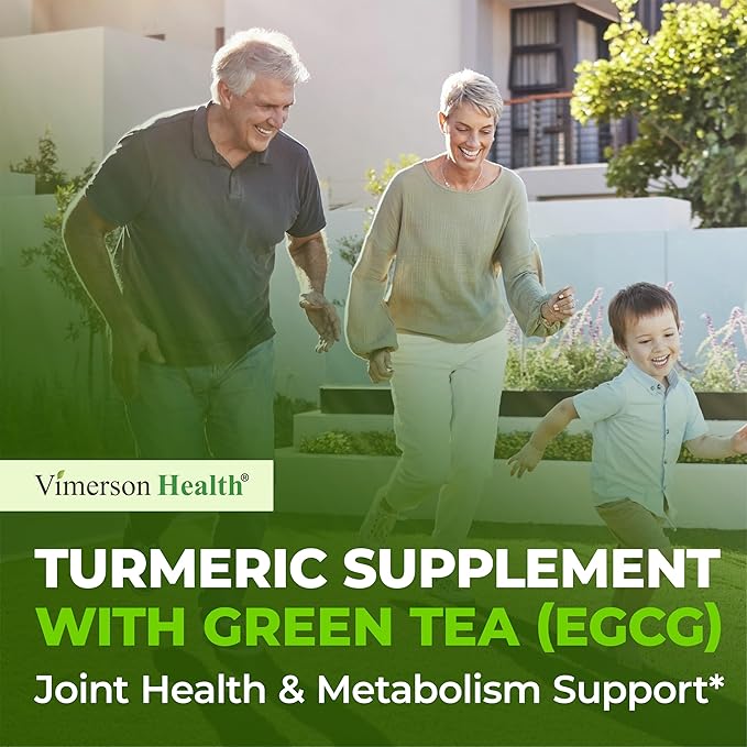 Turmeric Curcumin Supplement with Green Tea Extract (ECGC) & Vitamin C for Joint Health, Energy & Inflammation Balance - Organic Tumeric Curcumin with Black Pepper - Gluten-Free, Non-GMO. 2-Pack