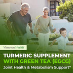 Turmeric Curcumin Supplement with Green Tea Extract (ECGC) & Vitamin C for Joint Health, Energy & Inflammation Balance - Organic Tumeric Curcumin with Black Pepper - Gluten-Free, Non-GMO. 2-Pack