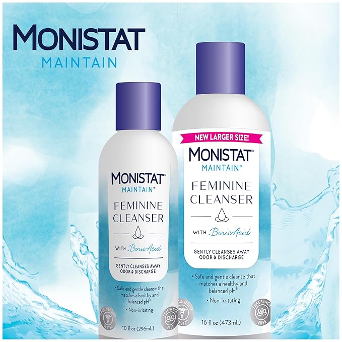 Monistat Boric Acid Feminine Wash, Fragrance-Free Intimate Wash for Women with Gentle pH-Balanced Formula, 16 Fl Oz (Pack of 2)
