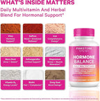 Pink Stork Hormone Balance Multivitamin for Women | 18-in-1 Vitex, Saffron, Ashwagandha, Magnesium | Mood, Energy, Cortisol, Adrenal Support | PMS, Perimenopause Support | 60 Vegan Capsules