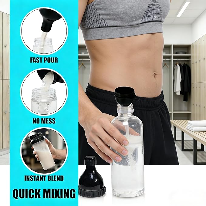 2Pack Protein Powder Container to go Portable Supplement Funnels for Filling Bottles with Protein Powder Compartment Pill Storage, Great for Workout, Travel, to-Go, Fitness