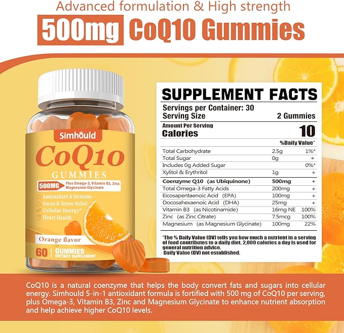 3 Packs CoQ10 500MG Gummies - Plus Omega-3, Magnesium, Vitamin B3 & Zinc - 3X Better Absorption Coenzyme Q10 Supplements for Heart Health, Cellular Energy & Antioxidant, Non-GMO 180 Counts