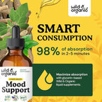 Wild & Organic Mood Support Supplement - Natural Liquid Drops for Positive Energy - Calm Mind Supplement for Women and Men - Non-Alcohol Ashwagandha & Rhodiola Rosea Root Tincture for Good Mood - 4 oz