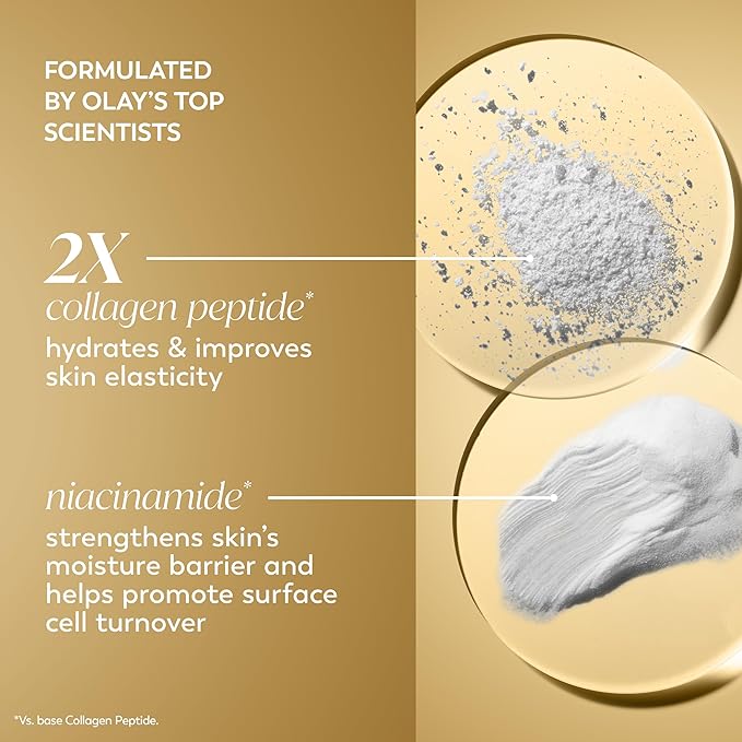 Olay Collagen Peptide Face Moisturizer,Firming Cream for Women,Fragrance-Free,Non-Greasy-Hydrating,Anti-Aging,Anti-Wrinkle,Smoothing of Fine Lines,Tightening Skin Care-Niacinamide,1.7 Oz,(Pack of 2)