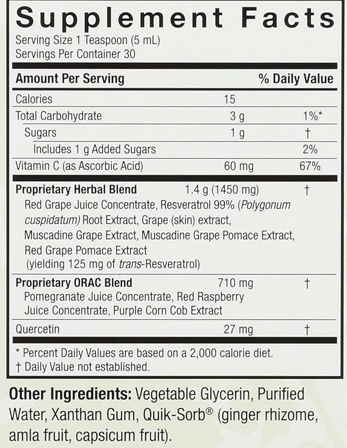 Nature's Answer Alcohol-Free Resveratrol Reserve, 5-Fluid Ounces | Packed with Antioxidants | Promotes Overall Health | Immune System Support | Single Count