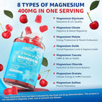 Magnesium Complex Gummies 400mg | as 8 Forms of Magnesium Glycinate, Malate, Citrate, Taurate, Oxide & More | w/Ashwagandha Extract, D3 & B12 Supports for Calm, Zzz, Mood, Muscle Cramp - Vegan 120Cts