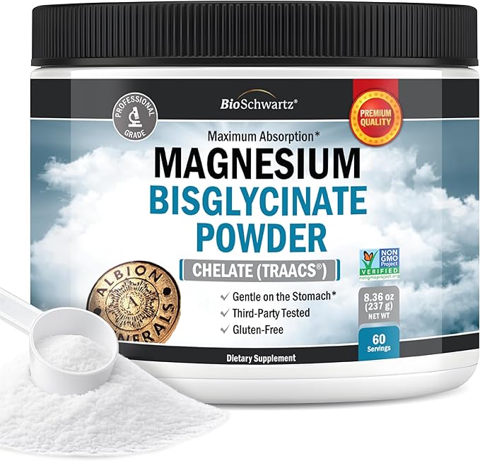 Magnesium Bisglycinate Powder Chelated Supplement - High Absorption Magnesium Glycinate Powder Supplement for Women and Men - Sleep, Muscle, Bone & Joint Support - Non-GMO Chelate - 237g, 60 Servings