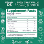 Lunakai USA Made Vitamin D3 Gummies 2000 IU - Non-GMO, Gluten-Free Vitamin D Gummies for Women & Men - Bone, Immune & Energy Support, 60ct, 6 Pack