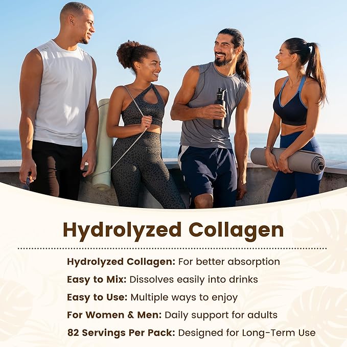 VEV Multi Collagen Peptides Powder with Types I, II, III, V, X, 32 oz (82 Servings) - Skin, Joint & Hair Support - Hydrolyzed Collagen Powder for Women, Biotin, Vitamin C, Unflavored, Dissolves Easily