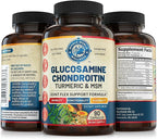 Joint Support Supplement with Glucosamine Chondroitin MSM Turmeric Boswelia. Supports Inflammatory Response, Discomfort Relief for Knees Hands Back Joints. USA Made.