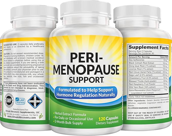Perimenopause Support (2-Month) Supplement Blend | Women's Health & Hormone Support with 11 Herbs & Extracts | Female Hormonal Balance Supplements | 60-Day Bulk Supply | 120 Capsules