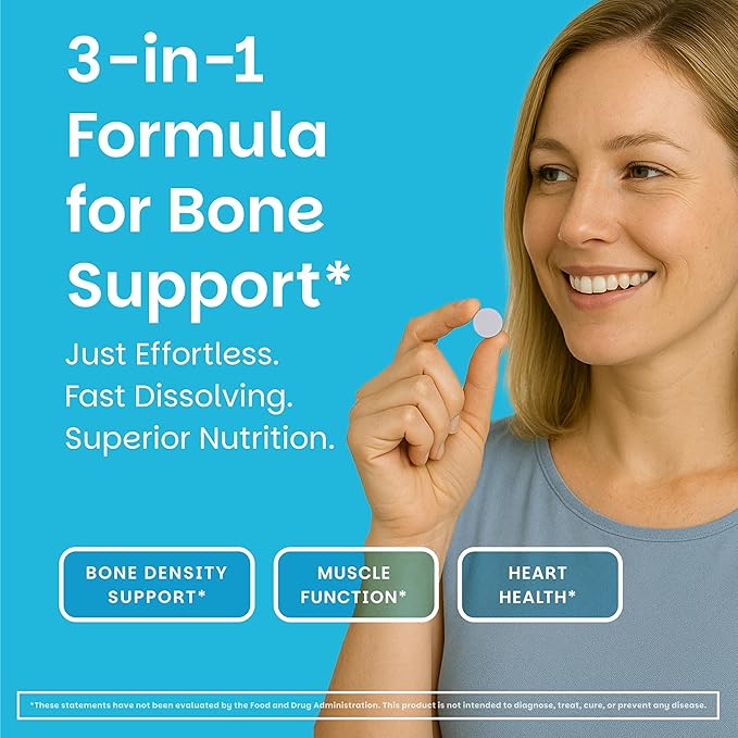 EZ Melts Calcium & Magnesium - Daily Supplement for Heart, Bone, Immune & Brain Health - with Vitamin D3 - Non-GMO & Vegan - Strawberry Smoothie - 120 Dissolvable Tablets (60 Servings)