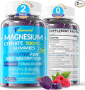 Magnesium Citrate Gummies 500mg for Women Men Sugar Free, Magnesium Citrate for Constipation & Bloated | Chelated Magnesium Supplement w/ B6 for Mood, Calm | Calcium Magnesium for Bone & Muscle,120cts