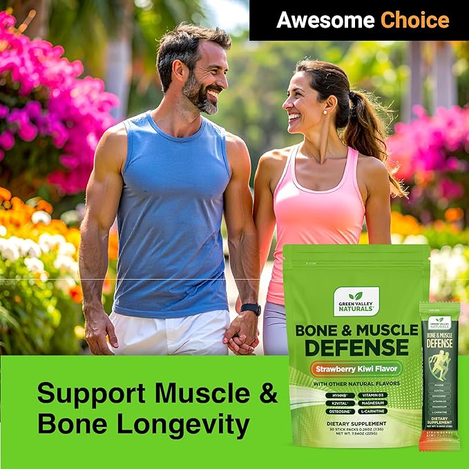 Bone & Muscle Defense Stick Pack | HMB + Leucine Amino Blend for Muscle Support | Protein Growth & Strength Formula for Women & Men | Fertility & Energy Support | Convenient On-the-Go Supplement