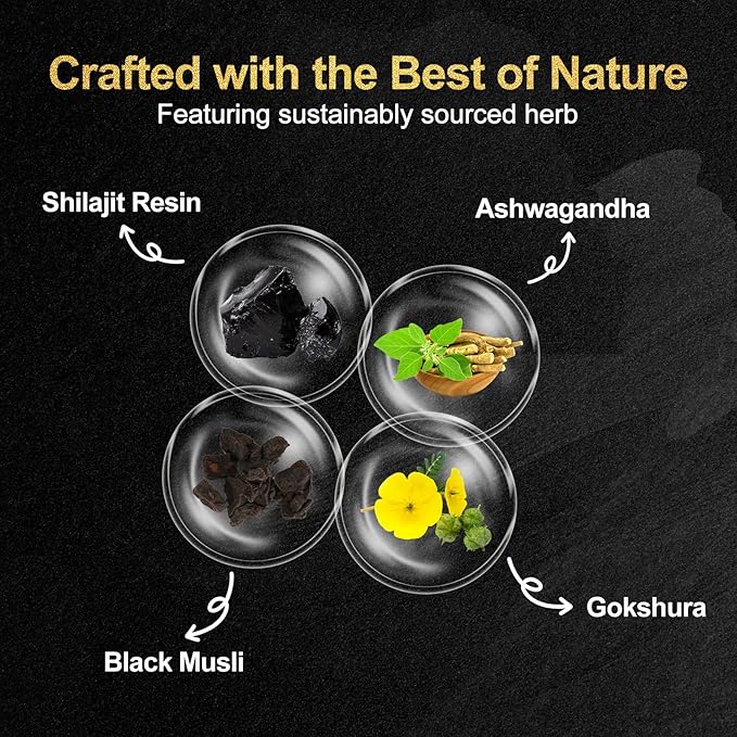 Shilajit Gummies, Form Himalayan Shilajit, with Ashwagandha Gokshura, No Added Sugar Non-GMO 100% Natural & Organic, Fulvic Acid & 85+ Trace Minerals for Men, Women | 60 Gummy
