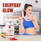 Everyday Glow Biotin 6000mcg & Marine Collagen Gummies | Advanced Dietary Supplement for Hair Skin and Nails Vitamins with B-Complex, Zinc, Vitamin C & E | Passion Fruit, Non-GMO, 60ct
