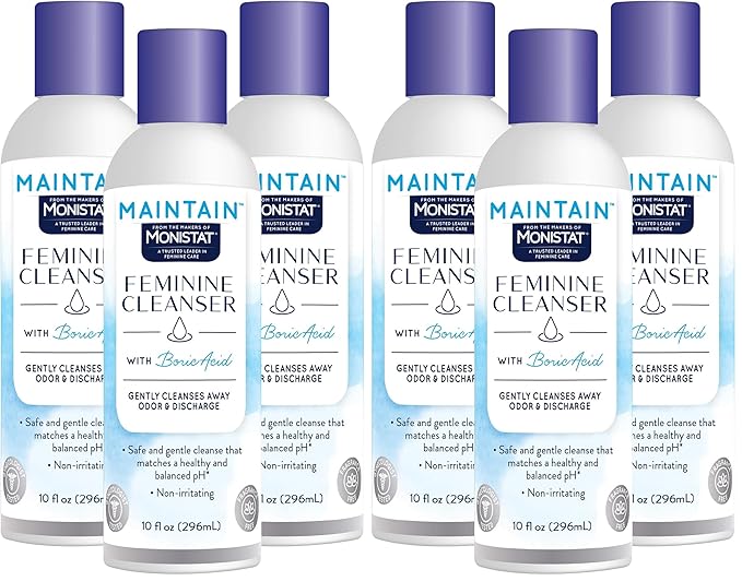 Monistat Boric Acid Feminine Wash,Fragrance-Free Intimate Wash for Women with Gentle pH-Balanced Formula,10 Fl Oz,(Pack of 6)