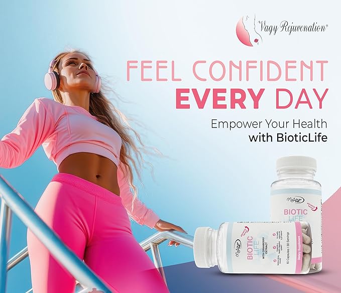 Vagy Rejuvenation BioticLife Probiotic for Women – Probiotics for Vaginal, Digestive & Urinary Health – Supplement with Prebiotics & Cranberry Extract – 60 Capsules