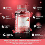 Magnesium Glycinate Gummies, 1000 mg - Magnesium Supplement to Support Relaxation, Heart Health - Chewable Calm Magnesio Gummies for Adults, Glicinato De Magnesio - Strawberry Flavor - Pack of 2