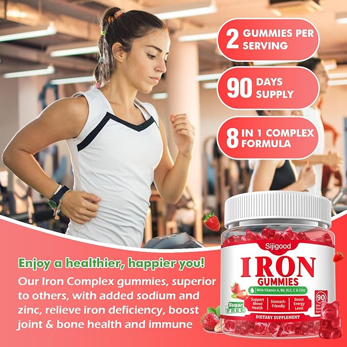 180 Count | Iron Supplement for Women,Men & Kids, Iron Gummies for Iron Deficiency & Anemia with Vitamin C B6 B12,Folate-Iron Supplement Support Bl♡♡d Oxygen & Energy Boost, Vegan,Non-GMO &Gluten Free