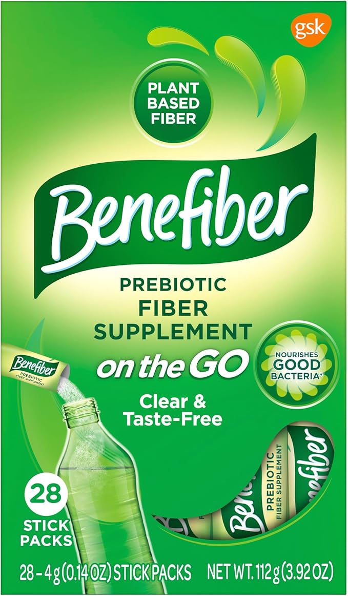 Benefiber On The Go Prebiotic Fiber Supplement Powder for Digestive Health, Daily Fiber, Unflavored - 28 Sticks (3.92 Ounces)