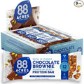 88 Acres Pumpkin Seed Protein Bars, Fudge Brownie, 9 Count, 12g Plant-Based Protein, Gluten Free, Nut Free, School Safe Snack Bar, Vegan, Non-GMO, Individually Wrapped