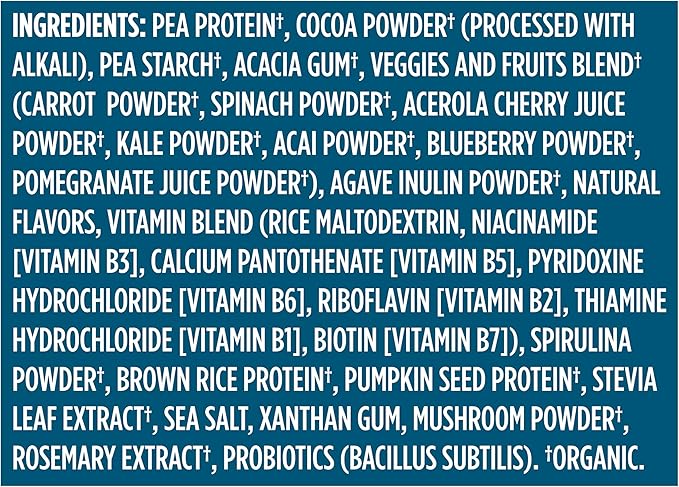 Vega Organic All-in-One Vegan Protein Powder, Chocolate - Superfood Ingredients, Vitamins for Immunity Support, Keto Friendly, Pea Protein for Women & Men, 1.6 lbs (Pack of 1)