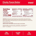 think! Protein Bars, High Protein Snacks, Gluten Free, Kosher Friendly, Chunky Peanut Butter, Nutrition Bars, 2.1 Oz per Bar, 10 Count (Packaging May Vary)