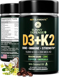 KEY ELEMENTS D3 K2 Vitamin 10,000 IU with Magnesium Glycinate 350mg, Zinc and Moringa - Bone & Immune Support - Vitamin D with K2 MK-7 200mcg - Non-GMO, Gluten-Free Softgels