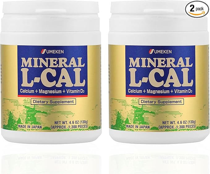 Mineral L-Cal Calcium with Vitamin D3, 4 Month Supply, Water Soluble Ball Format with Magnesium & Minerals, Fast Absorbing Calcium Magnesium D3 Supplement, 1,300 Balls per Bottle, 130g Each, Pack of 2