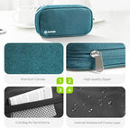 AUVON Canvas Bag Travel Pill Organizer 2 Times a Day, Large AM/PM Weekly Pill Box 7 Day Pill Case with Portable Cyan Zipper Cloth Bag for Holding Supplements, Vitamins and Fish Oils
