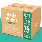 Body Wipes - (14 Pack) - 140 XL Bath Wipes for Adults No Rinse, Adult Wipe for Elderly - Body & Face Gentle Skin Cleansing, Shower Wipe Bathing for Travel, Elderly, Car, Gym, Camping (8x12 Inch)