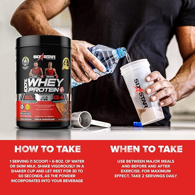 Whey Protein Powder + Immune Support | Six Star Whey Protein Plus | Whey Protein Isolate & Peptides + Muscle Builder | Lean Protein Powder for Muscle Gain & Recovery | Vanilla, 2 lbs