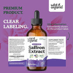 Wild & Organic Saffron Supplements 88.5 mg - 5-Month Supply - Saffron Extract Drops for Mood, Focus, Eye Support - Crocus Sativus Liquid Extract - Vegan, Alcohol & Sugar-Free Tincture - 4 fl oz