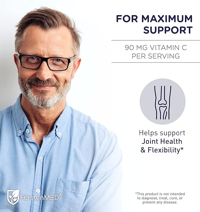 FürstenMED Glucosamine Chondroitin MSM Supplement - Chondroitin & Glucosamine Nutritional Supplements for Bones & Normal Cartilage Health - Support Normal Joint Health with Vitamin C - 180 Capsules
