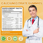 Calcium Citrate Gummies - 1200mg Calcium Gummies Supplements for Women & Men with Vitamin D3, K2, Magnesium, Zinc High Absorption for Bone, Muscle & Immune Support, Pineapple Flavor, 60 Count