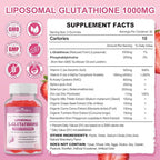 Liposomal Glutathione Gummies 1000mg, High Absorption Glutathione Supplement with Vitamin C, NAC, Milk Thistle for Skin Health, Liver Detox & Immune, Vegan, Sugar Free, Strawberry Flavor, 60 Count