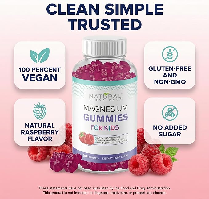 Calm Kids Magnesium Citrate Gummies – Sugar Free, Sleep Aid, Calming, Stress Relief, Bone Health, Muscle Relaxation, Chewable Magnesium Supplement for Kids, 180 Vegan Gluten-Free Gummies