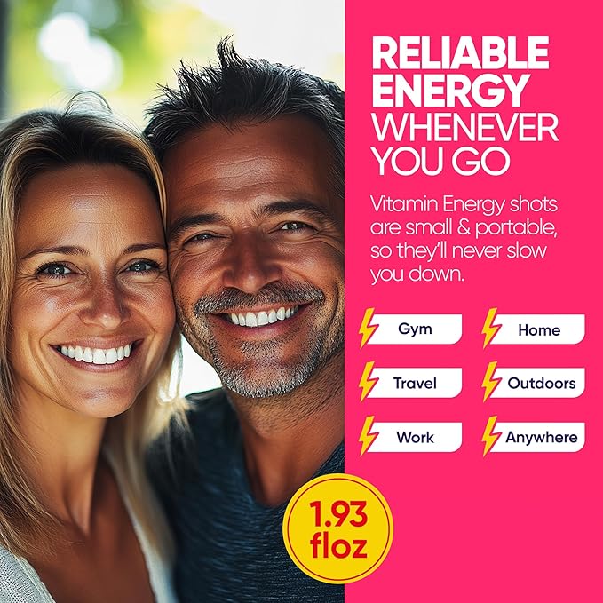 Vitamin Energy Immune+ Extra Strength Energy Shot Strawberry Twist 24 Pack, 260mg Natural Caffeine, B-Vitamins, Citicoline, Green Tea, Immunity & Focus Support, Zero Sugar, Gluten-Free 1.93 fl oz