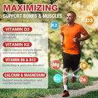 Calcium Citrate Gummies - 1200mg Calcium Gummies with Magnesium Zinc Vitamin D3,K2, B6, B12 for Bone, Muscle, Joints, Immune Support, High Absorption Calcium Supplements for Women & Men 2 Packs