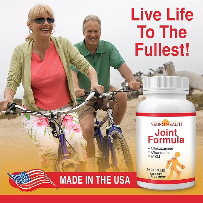Neuro Health Joint Formula with Glucosamine, Chondroitin and MSM, 60 Capsules (1 Bottle) Turmeric/Joint Support Supplement for Bones, Back, Knees, Hands/Used for Cartilage & Joint Support