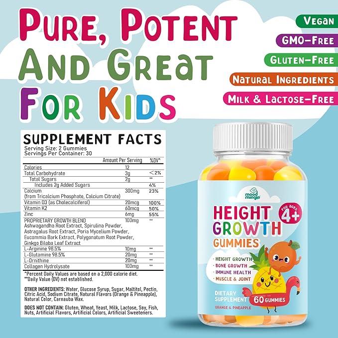 Height Growth Gummies Supplement - Kids Teens Height Increaser Maximizer Grow Taller Vitamins