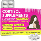 Cortisol Supplements for Women with Ashwagandha, Rhodiola & L-Theanine | Cortisol Reducer Designed for High Stress, Fatigue & Mood Swings | Supports Hormone Balance & Steady Energy | 60 Capsules