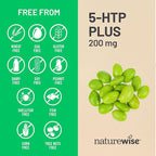 NatureWise 5-HTP 200mg Supplement from Griffonia Seeds with Cofactor Vitamin B6 - Mood Support and Natural Sleep Aid for Adults - Delayed-Release, Vegan - 30 Count[1-Month Supply]