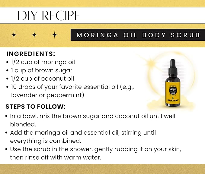 Earth N Pure Moringa Oil Cold Pressed, Natural and Therapeutic Grade 50 ml
